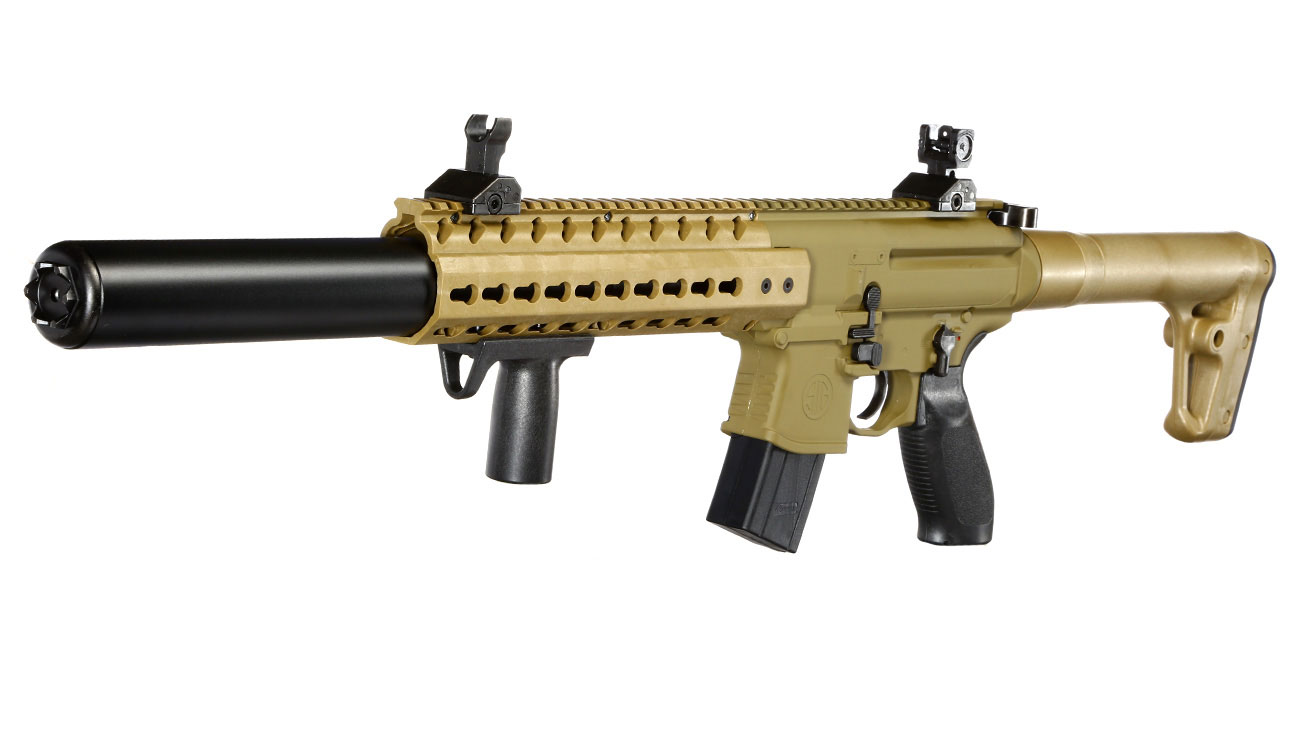 Sig Sauer MCX CO2 Luftgewehr Set 4,5 mm  mit 5 x 88 g CO2 Kartuschen, 3 Dosen Max Tactical Diabolos Kal. 4,5mm Farbe FDE Bild 1