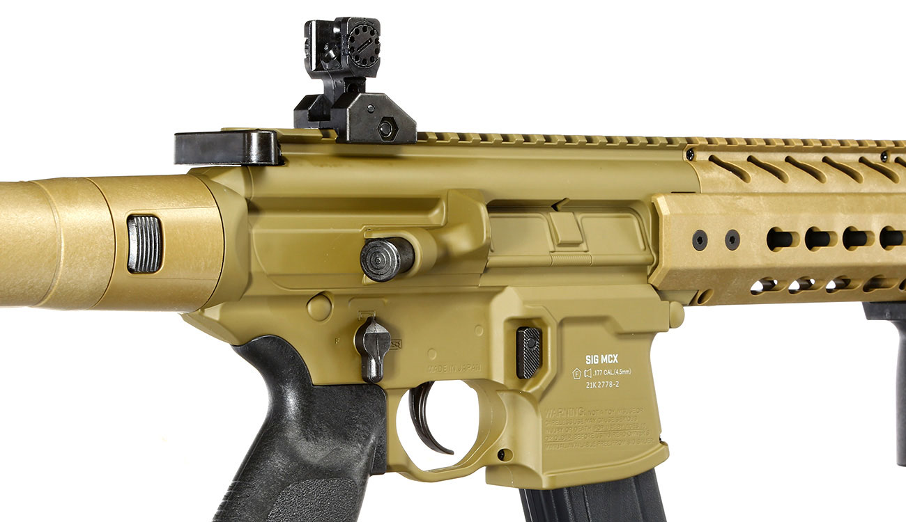 Sig Sauer MCX CO2 Luftgewehr Set 4,5 mm  mit 5 x 88 g CO2 Kartuschen, 3 Dosen Max Tactical Diabolos Kal. 4,5mm Farbe FDE Bild 2