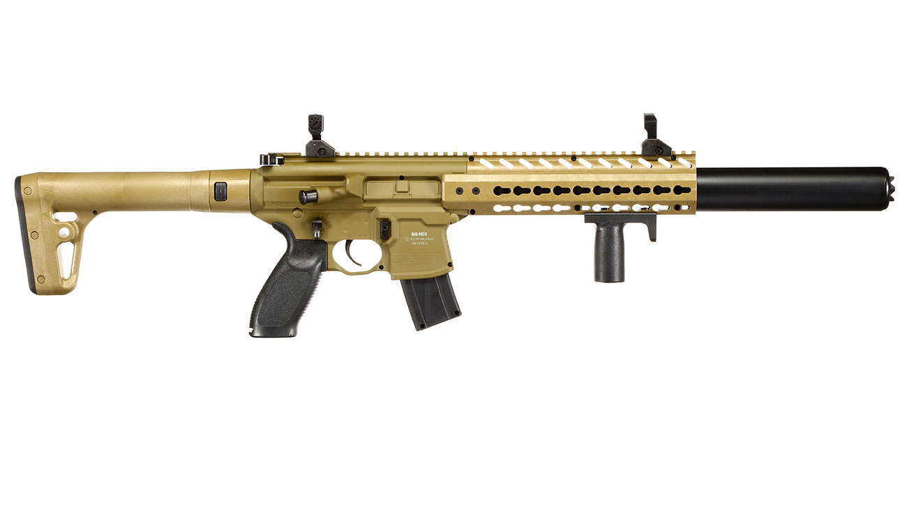 Sig Sauer MCX CO2 Luftgewehr Set 4,5 mm  mit 5 x 88 g CO2 Kartuschen, 3 Dosen Max Tactical Diabolos Kal. 4,5mm Farbe FDE Bild 3