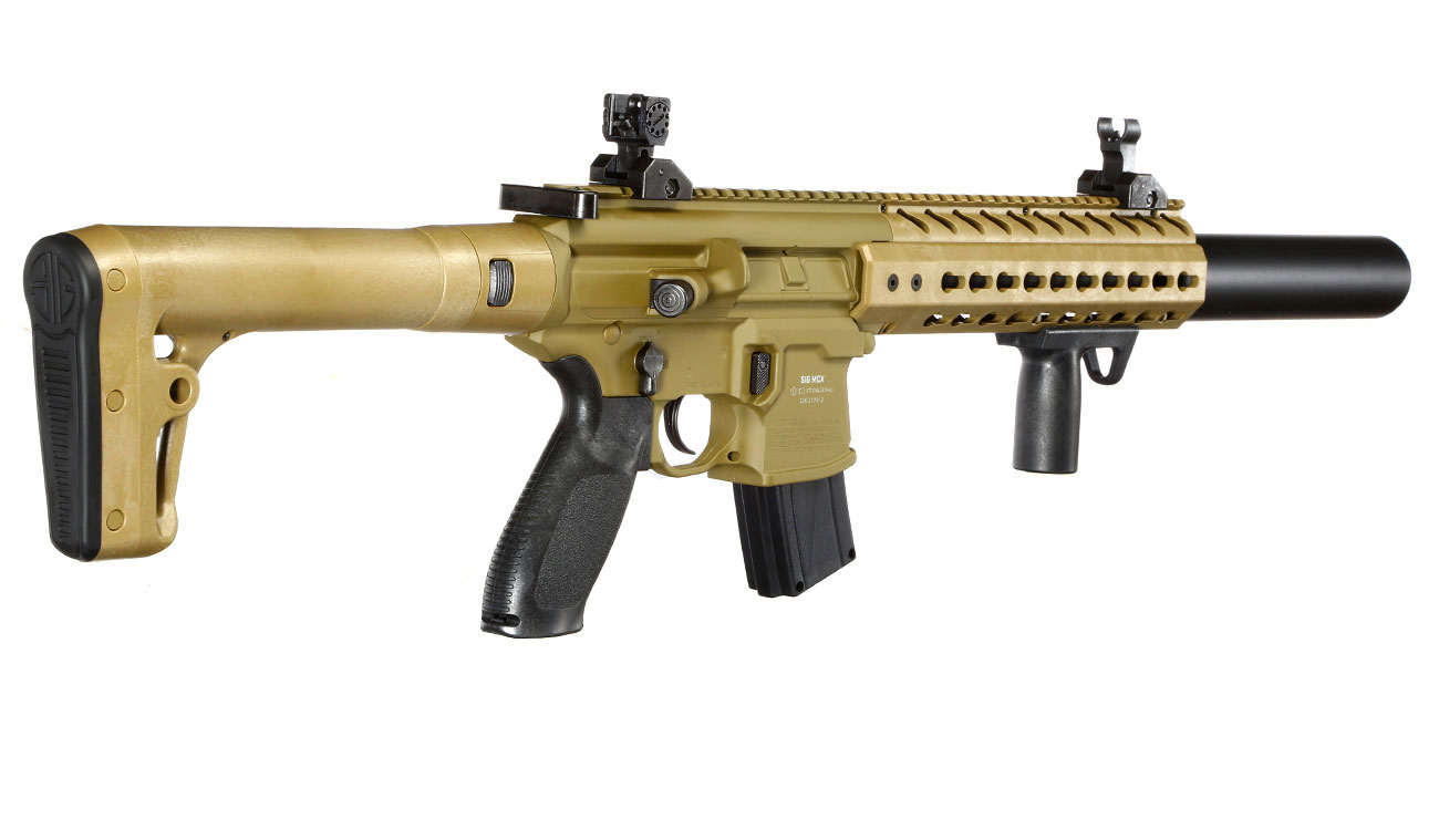 Sig Sauer MCX CO2 Luftgewehr Set 4,5 mm  mit 5 x 88 g CO2 Kartuschen, 3 Dosen Max Tactical Diabolos Kal. 4,5mm Farbe FDE Bild 4