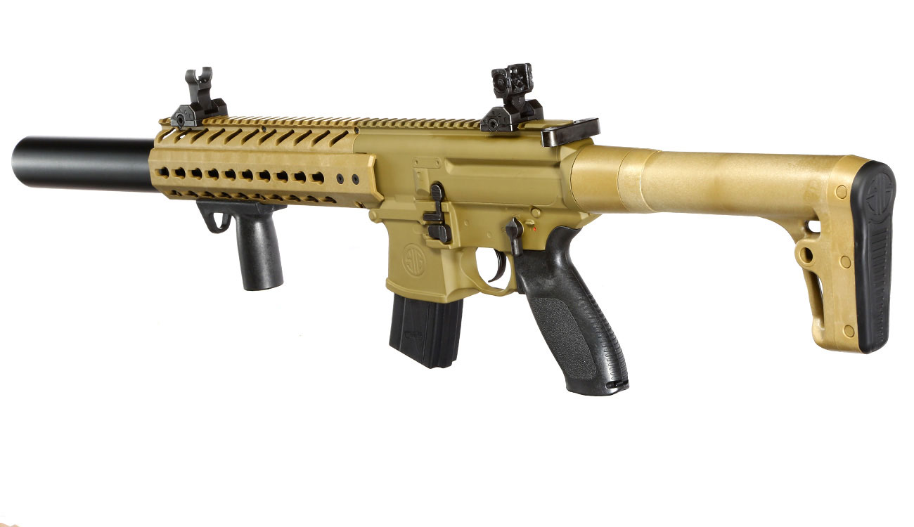 Sig Sauer MCX CO2 Luftgewehr Set 4,5 mm  mit 5 x 88 g CO2 Kartuschen, 3 Dosen Max Tactical Diabolos Kal. 4,5mm Farbe FDE Bild 8