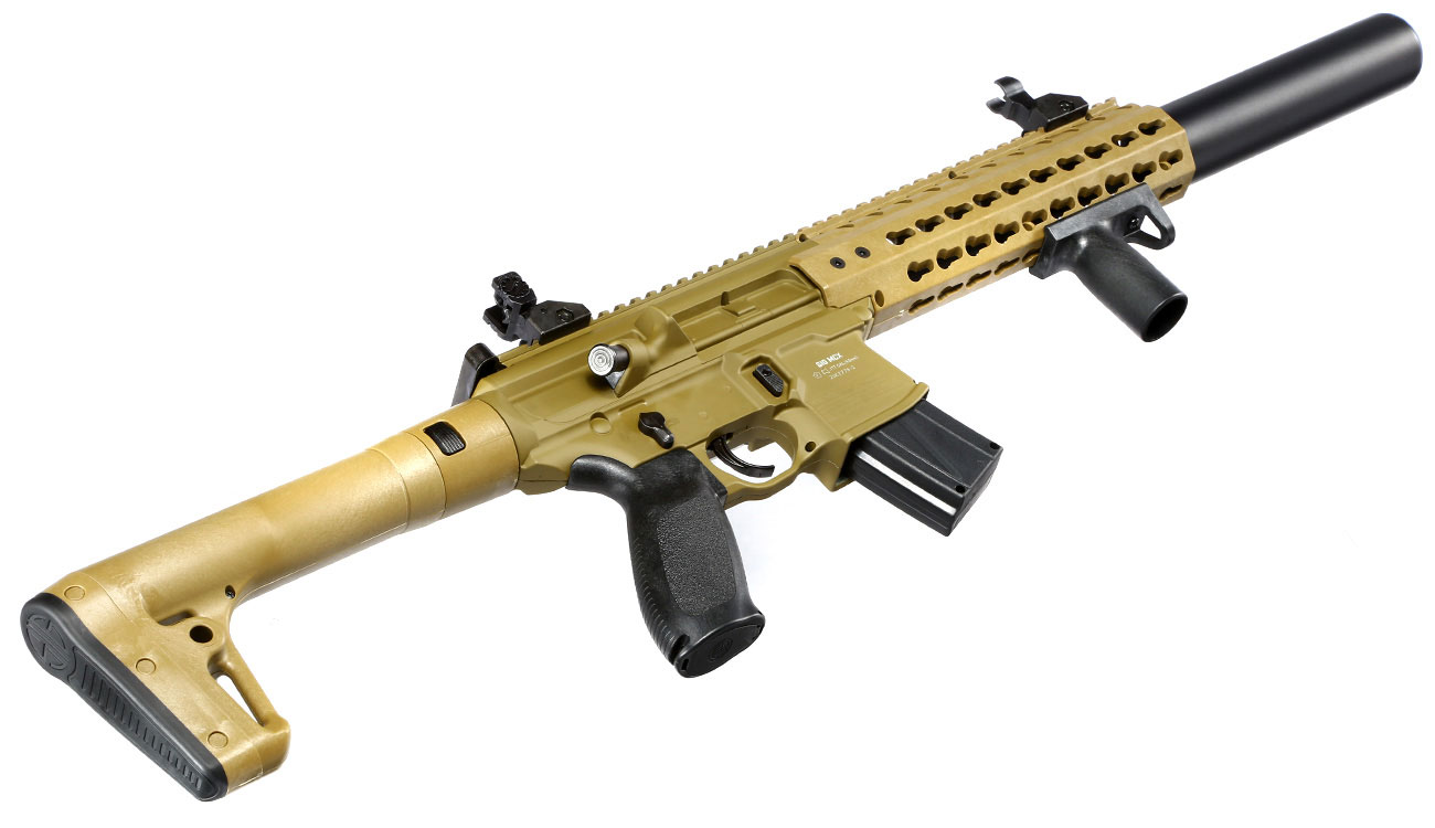 Sig Sauer MCX CO2 Luftgewehr Set 4,5 mm  mit 5 x 88 g CO2 Kartuschen, 3 Dosen Max Tactical Diabolos Kal. 4,5mm Farbe FDE Bild 9