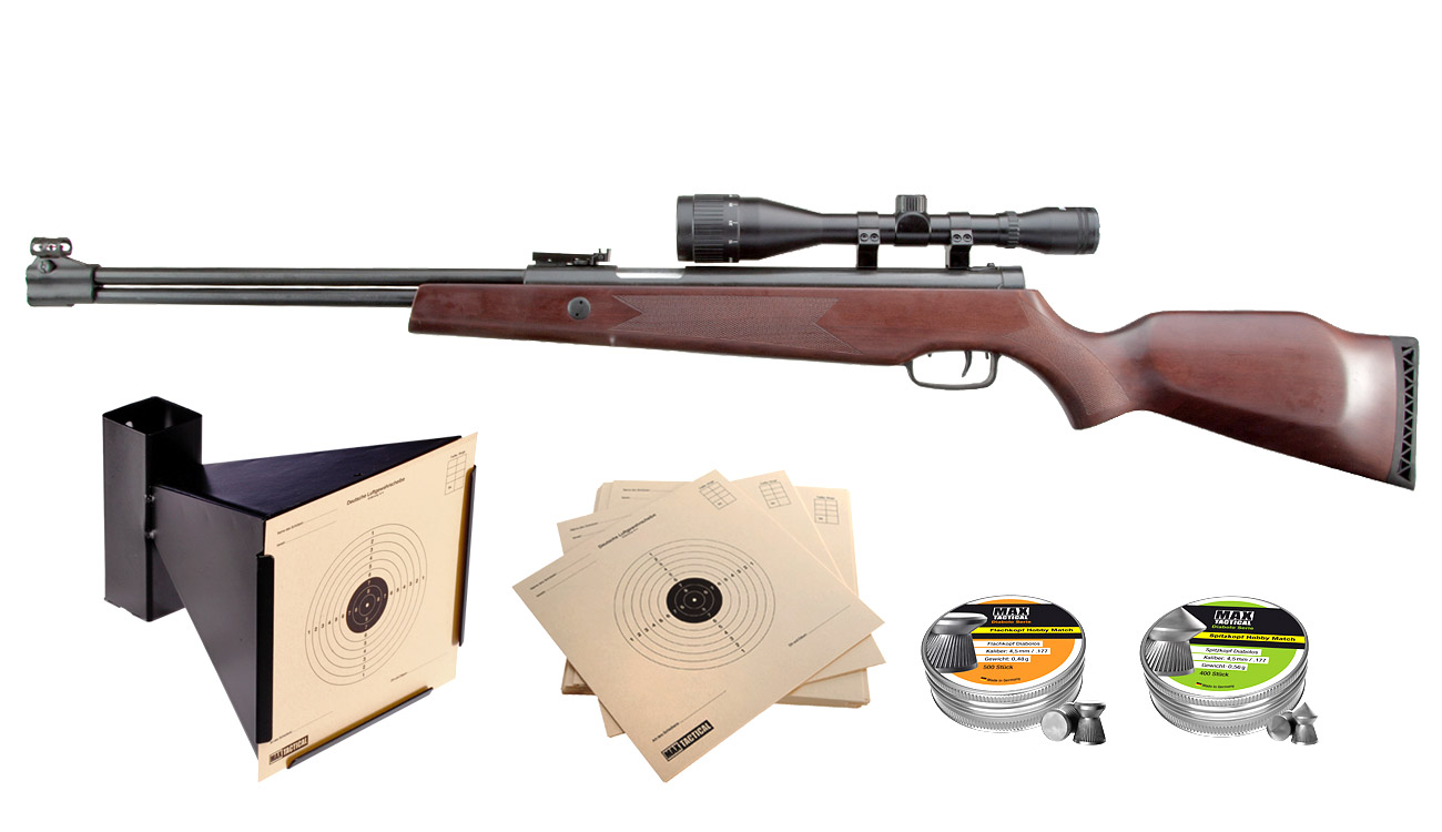 Hmmerli Hunter Force 900 Combo Set Luftgewehr 4,5 mm + 6x40 Zielfernrohr + Diabolos + Kugelfang + Zielscheiben