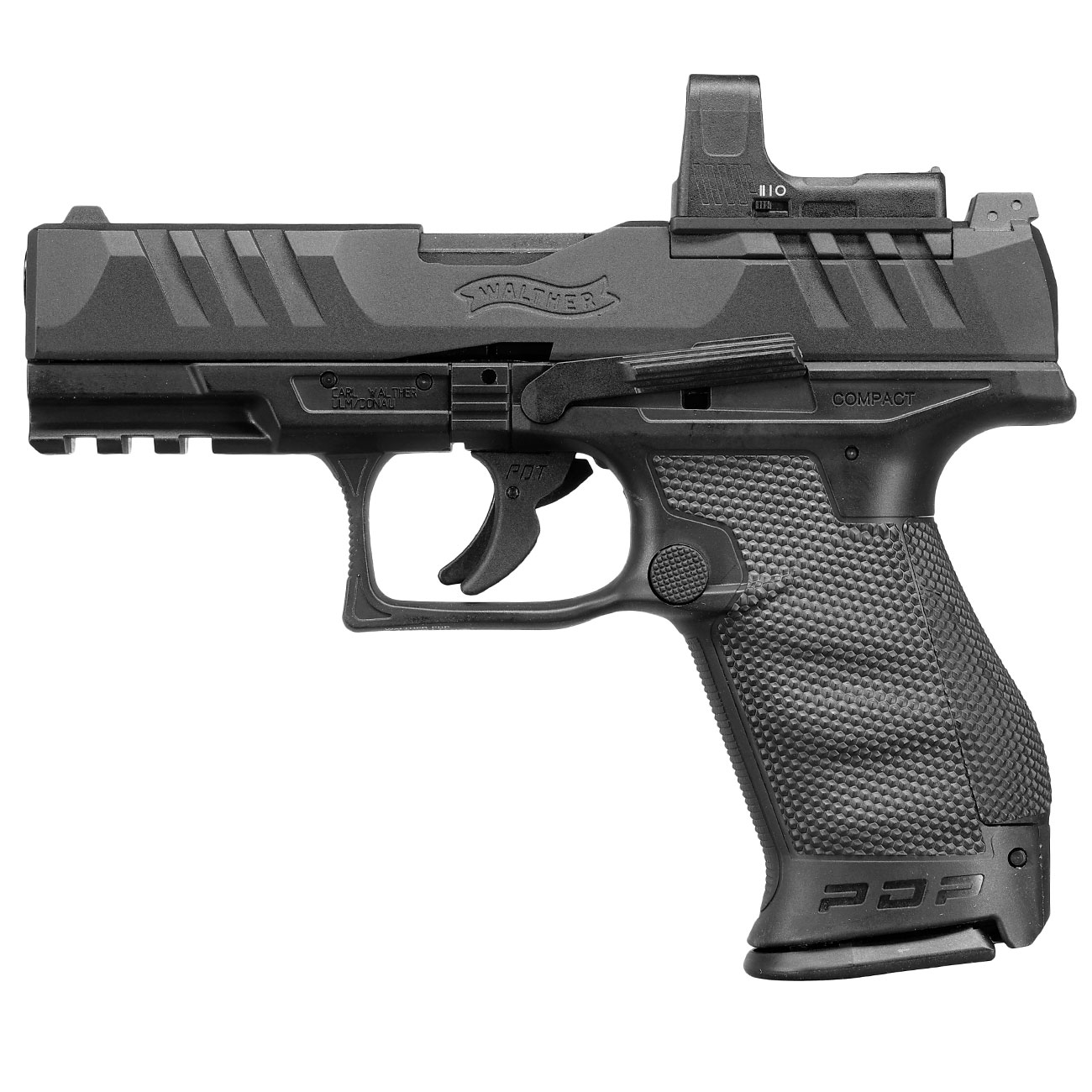 Walther PDP Compact 4 Set CO2 Luftpistole Kal. 4,5mm BB Blowback Metallschlitten schwarz inkl. RDS 8 Leuchtpunktzielgert
