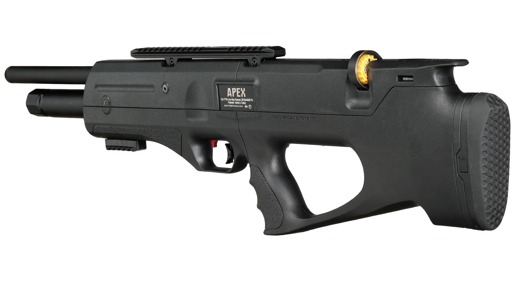 Reximex Apex Pressluftgewehr PCP Kal. 4,5mm Diabolo schwarz inkl. 2 x 14-Schuss Magazin und Flladapter Bild 2