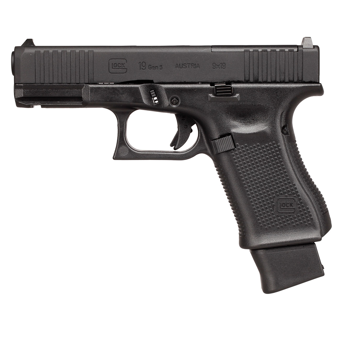 Glock 19 Gen5 MOS CO2 Luftpistole Kal. 4,5mm BB Blowback Metallschlitten schwarz inkl. Adapterplatten