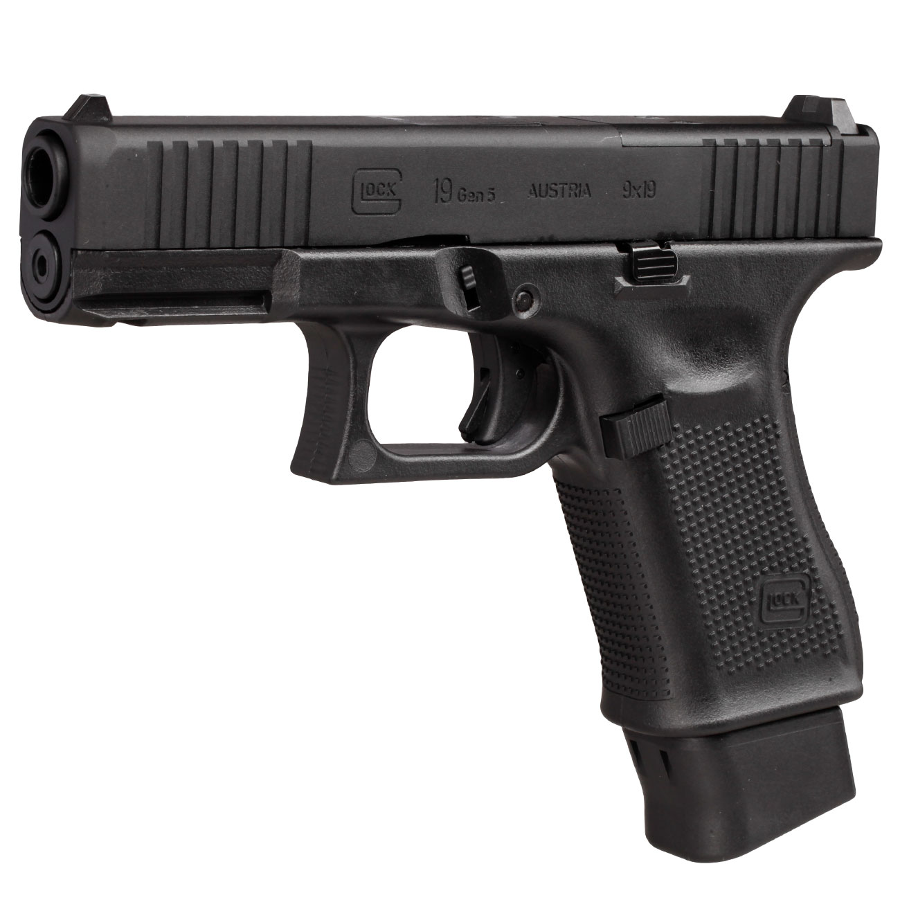 Glock 19 Gen5 MOS CO2 Luftpistole Kal. 4,5mm BB Blowback Metallschlitten schwarz inkl. Adapterplatten Bild 1