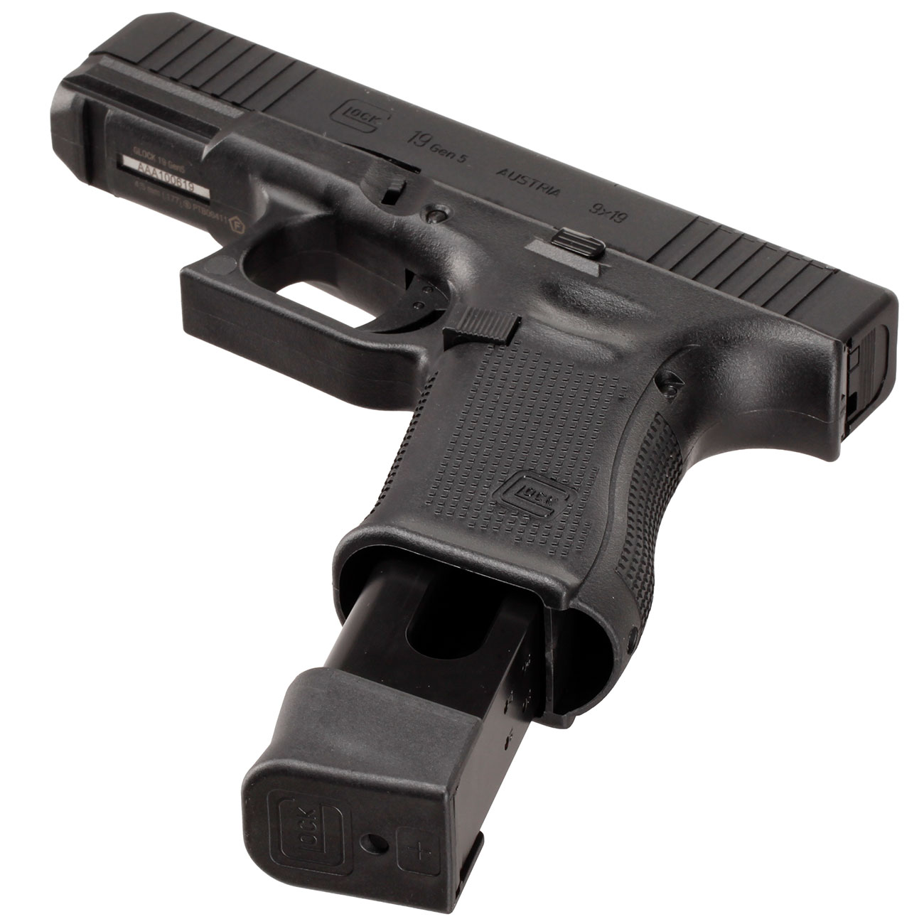 Glock 19 Gen5 MOS CO2 Luftpistole Kal. 4,5mm BB Blowback Metallschlitten schwarz inkl. Adapterplatten Bild 4