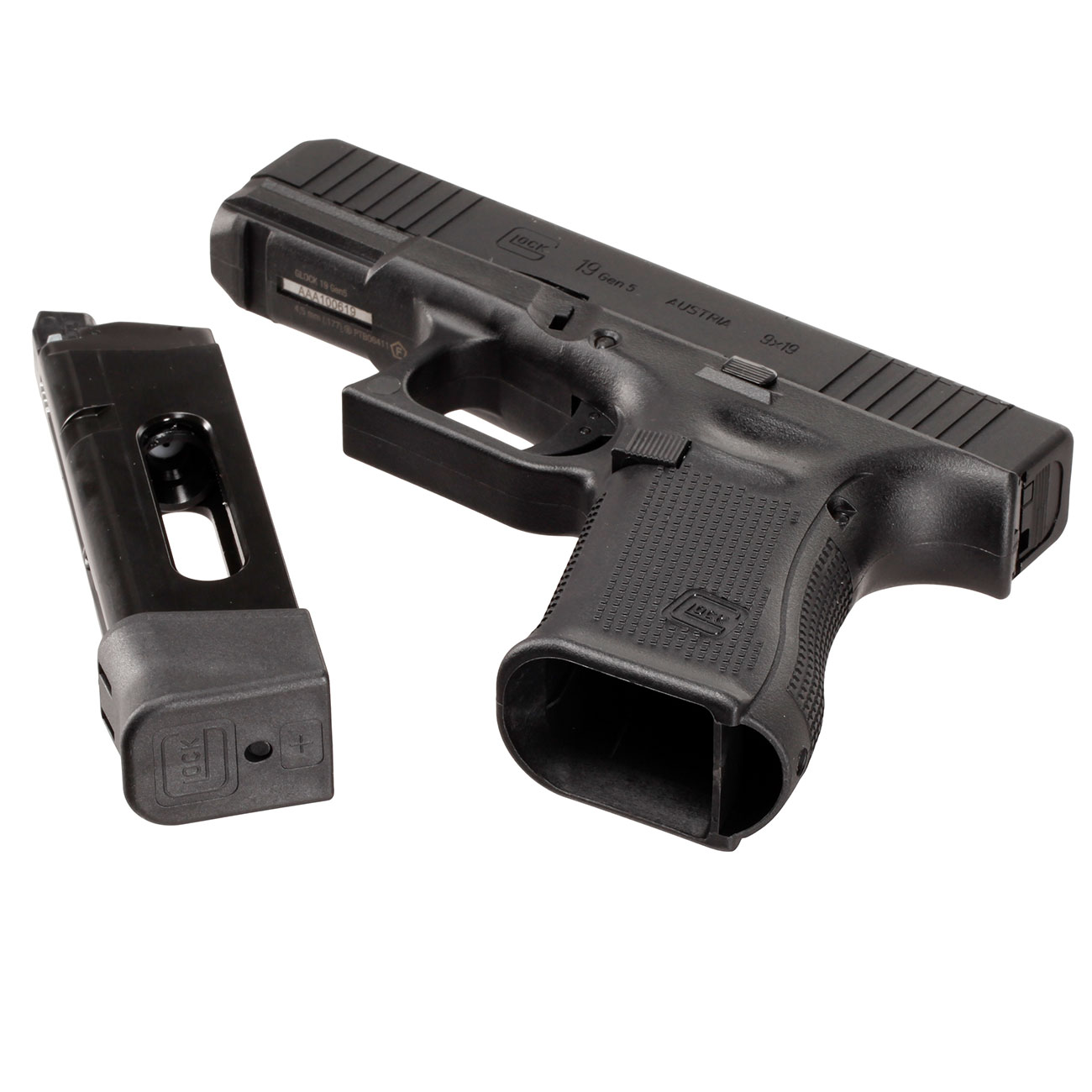 Glock 19 Gen5 MOS CO2 Luftpistole Kal. 4,5mm BB Blowback Metallschlitten schwarz inkl. Adapterplatten Bild 5