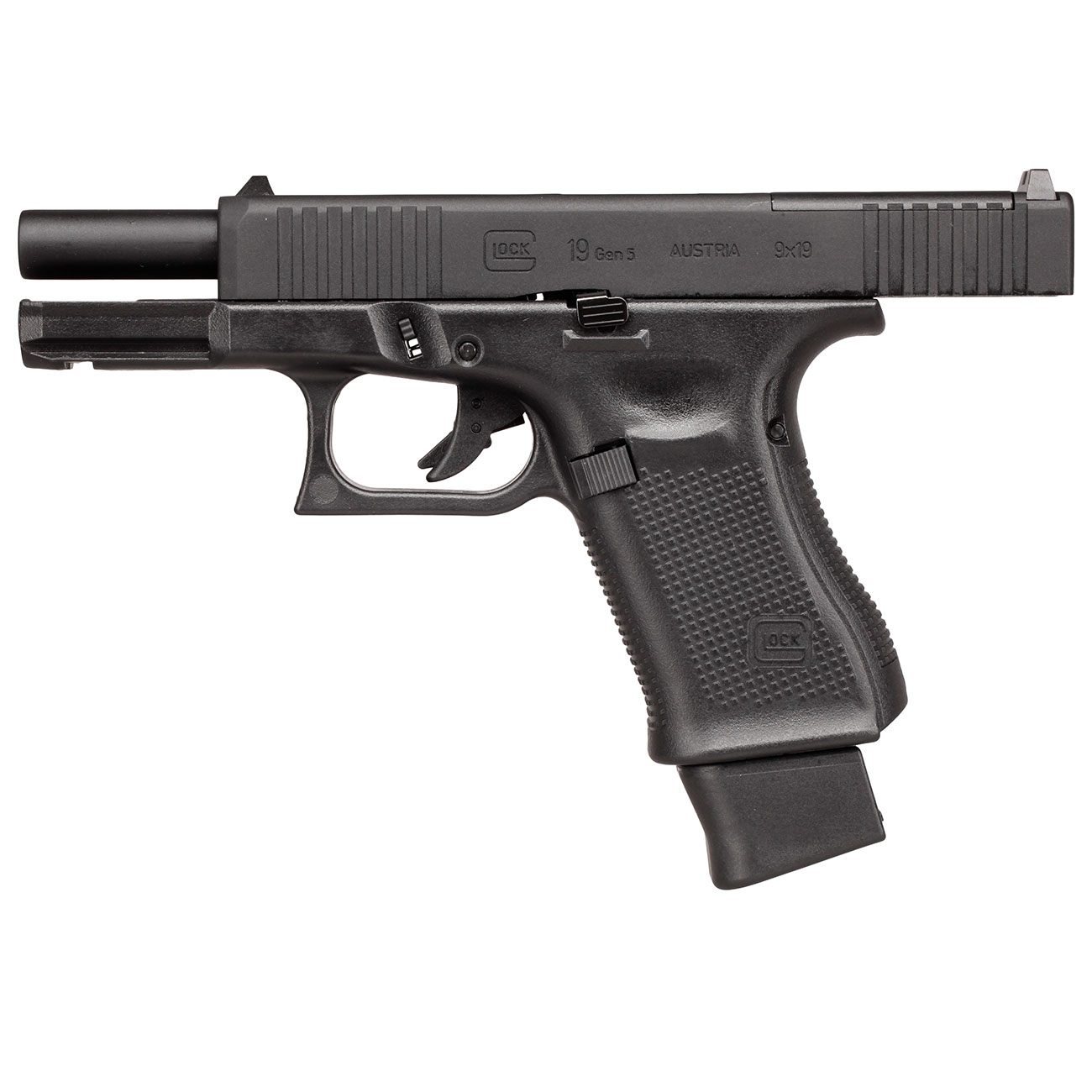 Glock 19 Gen5 MOS CO2 Luftpistole Kal. 4,5mm BB Blowback Metallschlitten schwarz inkl. Adapterplatten Bild 6