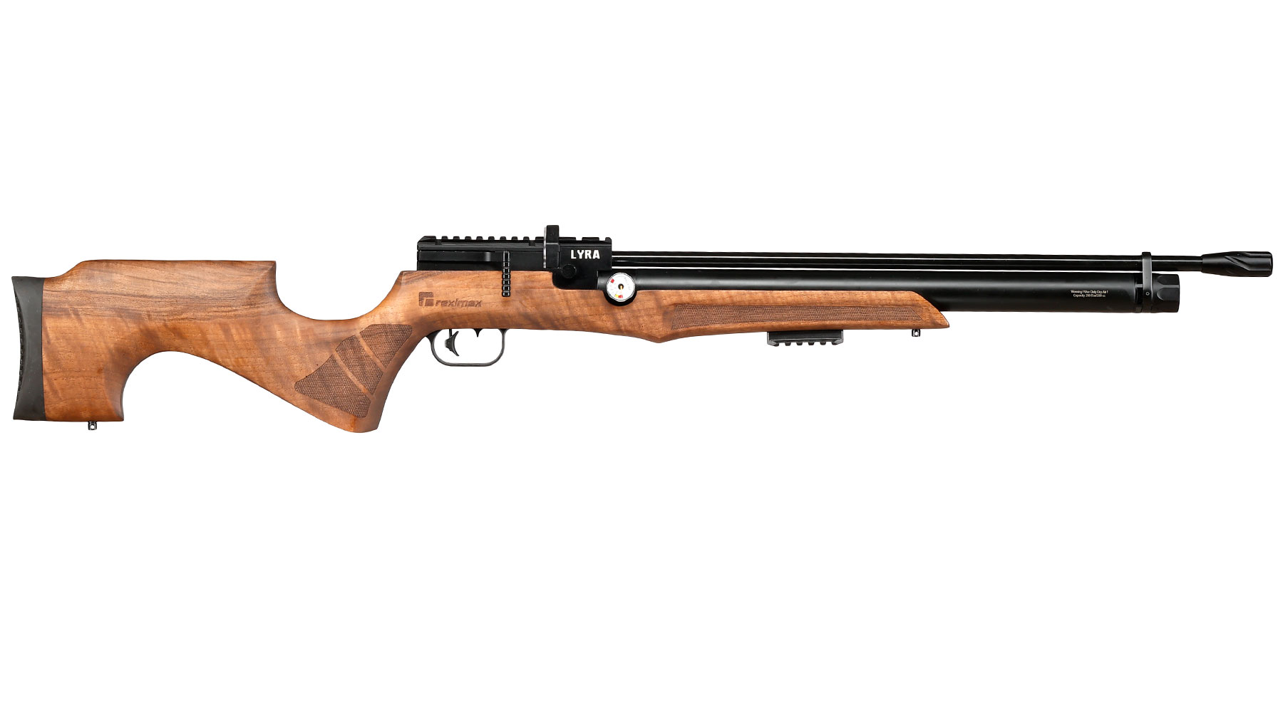 Reximex Lyra Pressluftgewehr PCP Kal. 4,5mm Diabolo Walnussholz inkl. 2 x 14-Schuss Magazin & Einzelschussadapter Bild 4