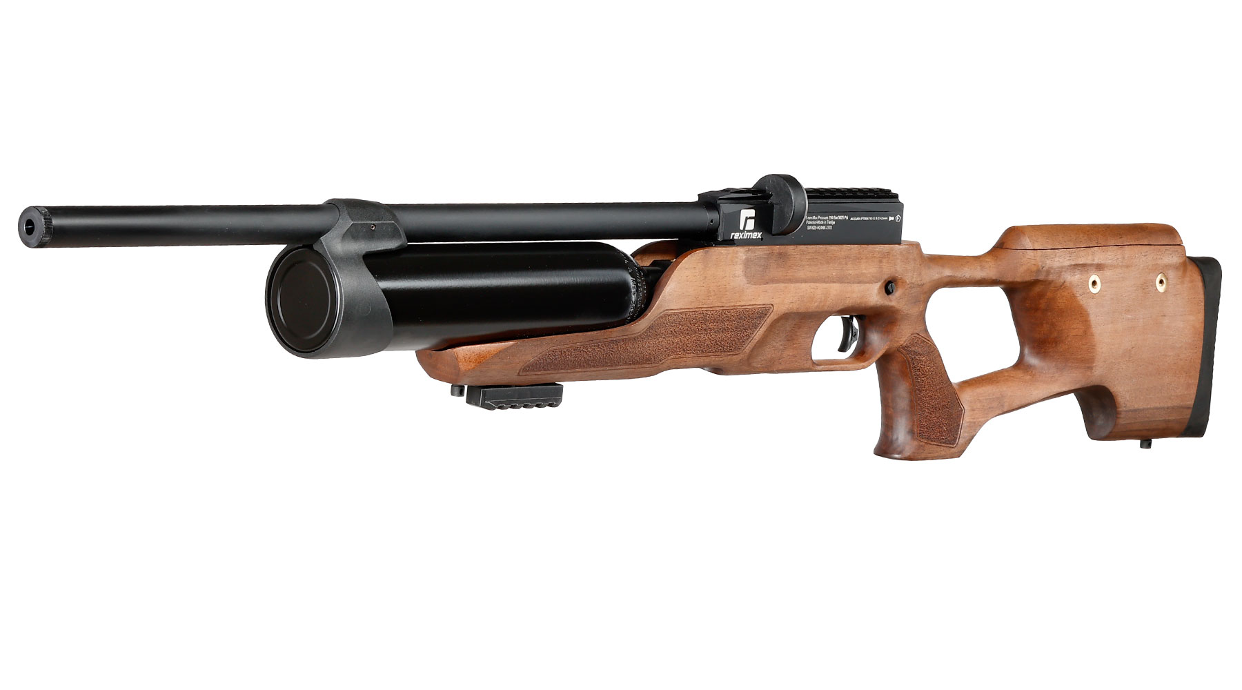 Reximex Accura Pressluftgewehr PCP Kal. 4,5mm Diabolo Walnussholz inkl. 2 x 14-Schuss Magazin & Einzelschussadapter Bild 1