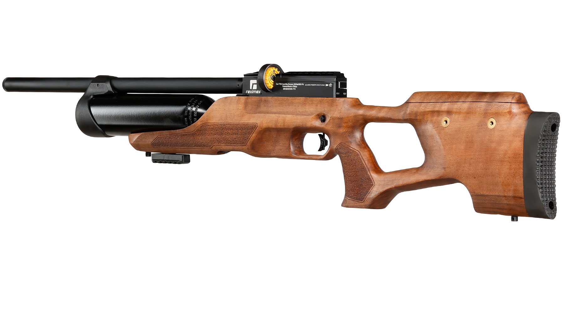 Reximex Accura Pressluftgewehr PCP Kal. 4,5mm Diabolo Walnussholz inkl. 2 x 14-Schuss Magazin & Einzelschussadapter Bild 2