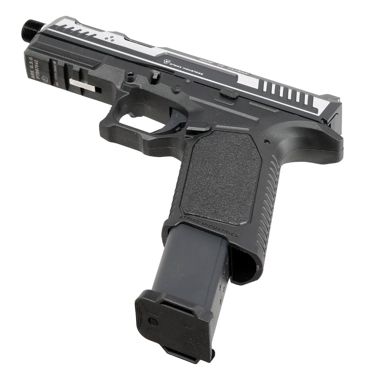 EMG / Strike Industries ARK CO2 Luftpistole Kal. 4,5mm BB Blowback Metallschlitten silber/schwarz Bild 4