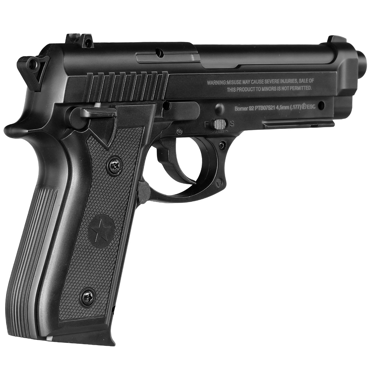 Borner 92 CO2 Luftpistole Kal. 4,5mm BB schwarz Bild 7