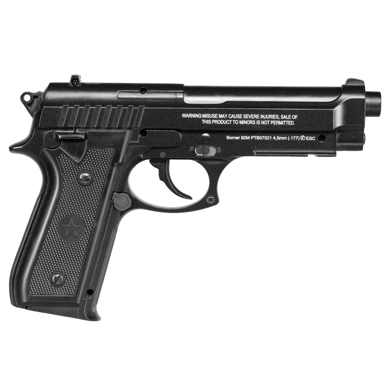 Borner 92M CO2 Luftpistole Kal. 4,5mm BB Vollmetall schwarz Bild 3