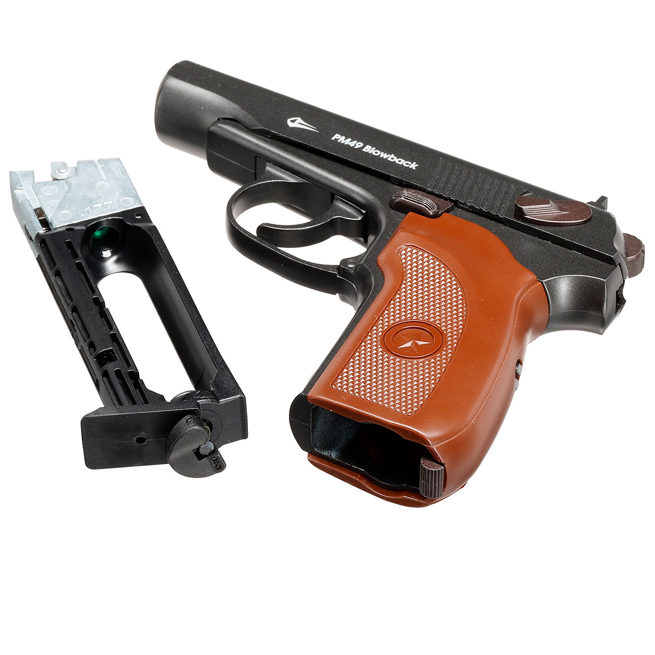 Borner PM49 CO2 Luftpistole Kal. 4,5 mm BB Blowback Metallschlitten schwarz Bild 5