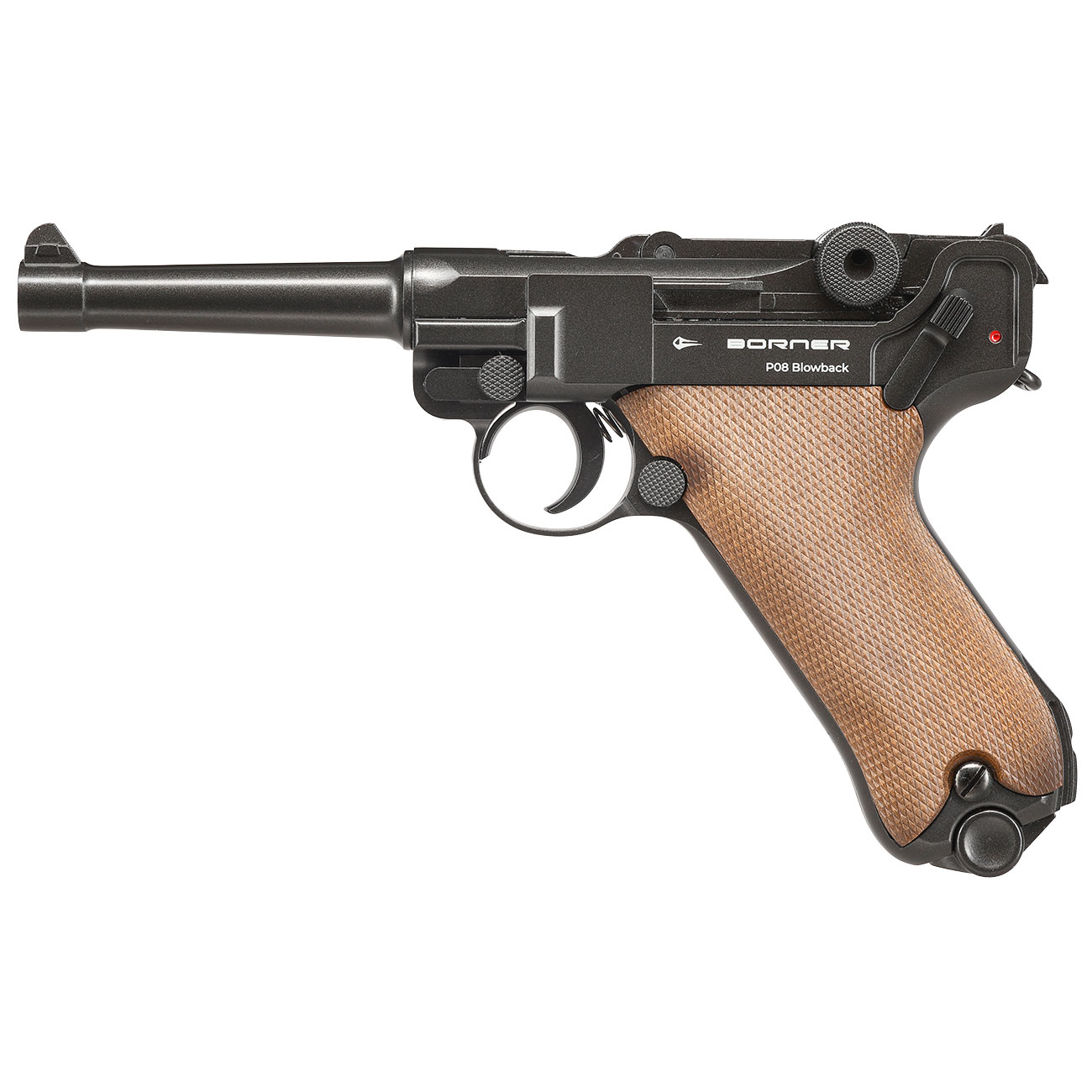 Borner P08 CO2 Luftpistole Kal. 4,5mm BB BlowBack Vollmetall dunkelgrau