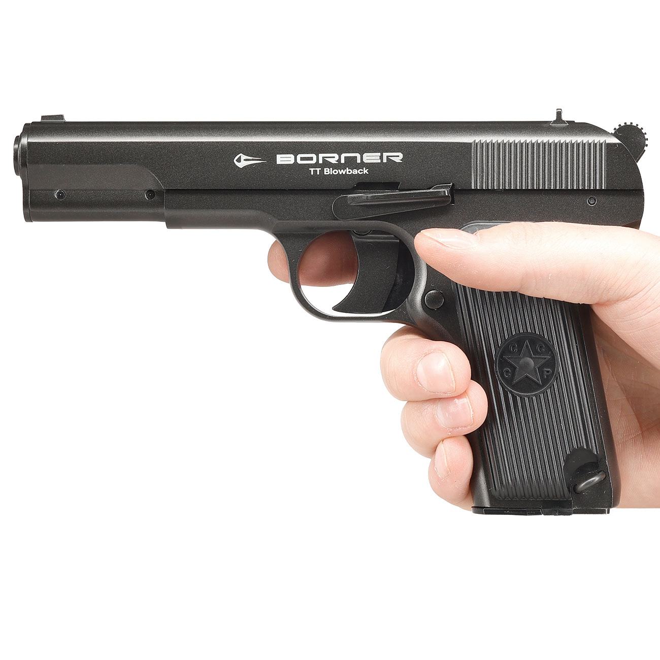 Borner TT CO2 Luftpistole Kal. 4,5mm BB BlowBack Vollmetall dunkelgrau Bild 5