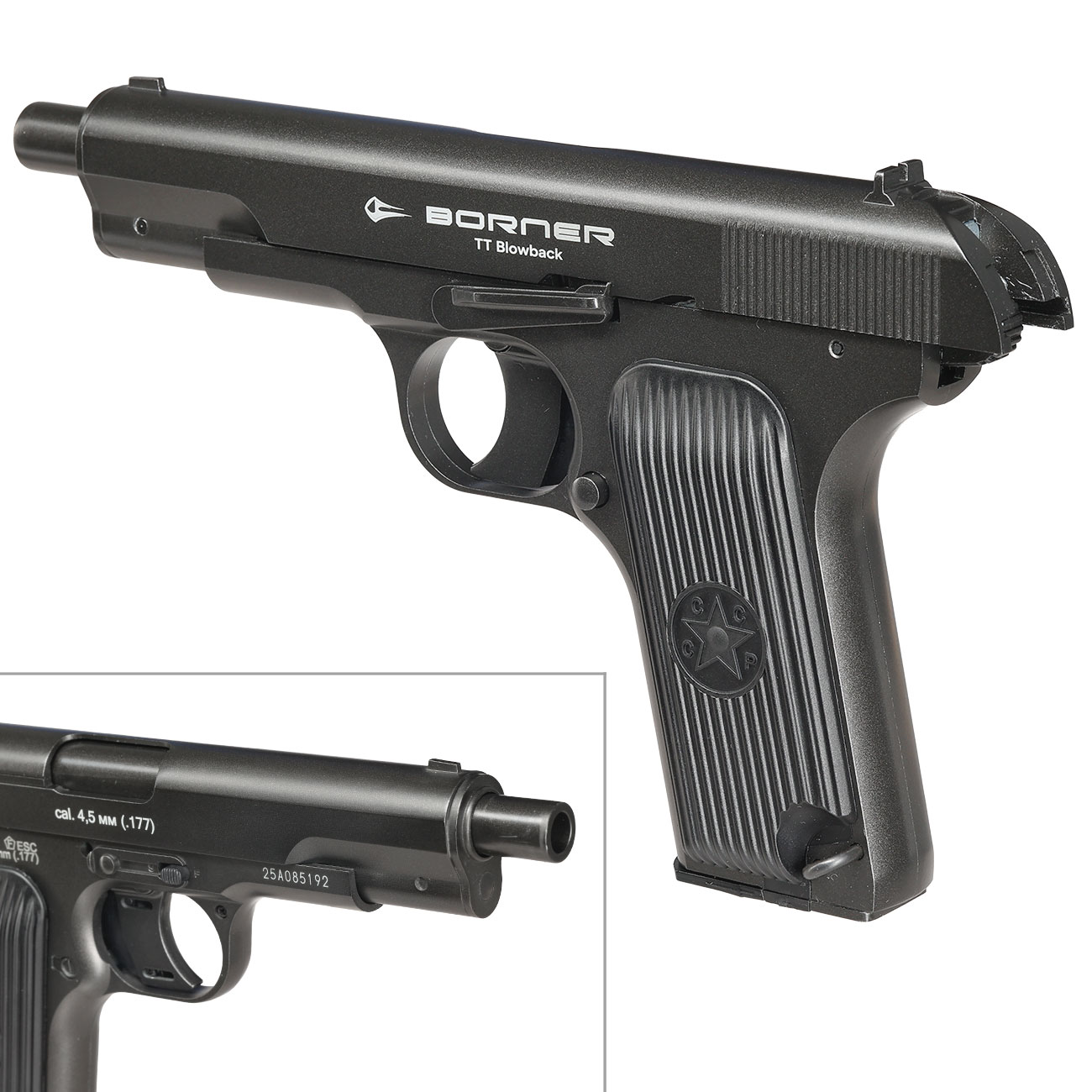 Borner TT CO2 Luftpistole Kal. 4,5mm BB BlowBack Vollmetall dunkelgrau Bild 9