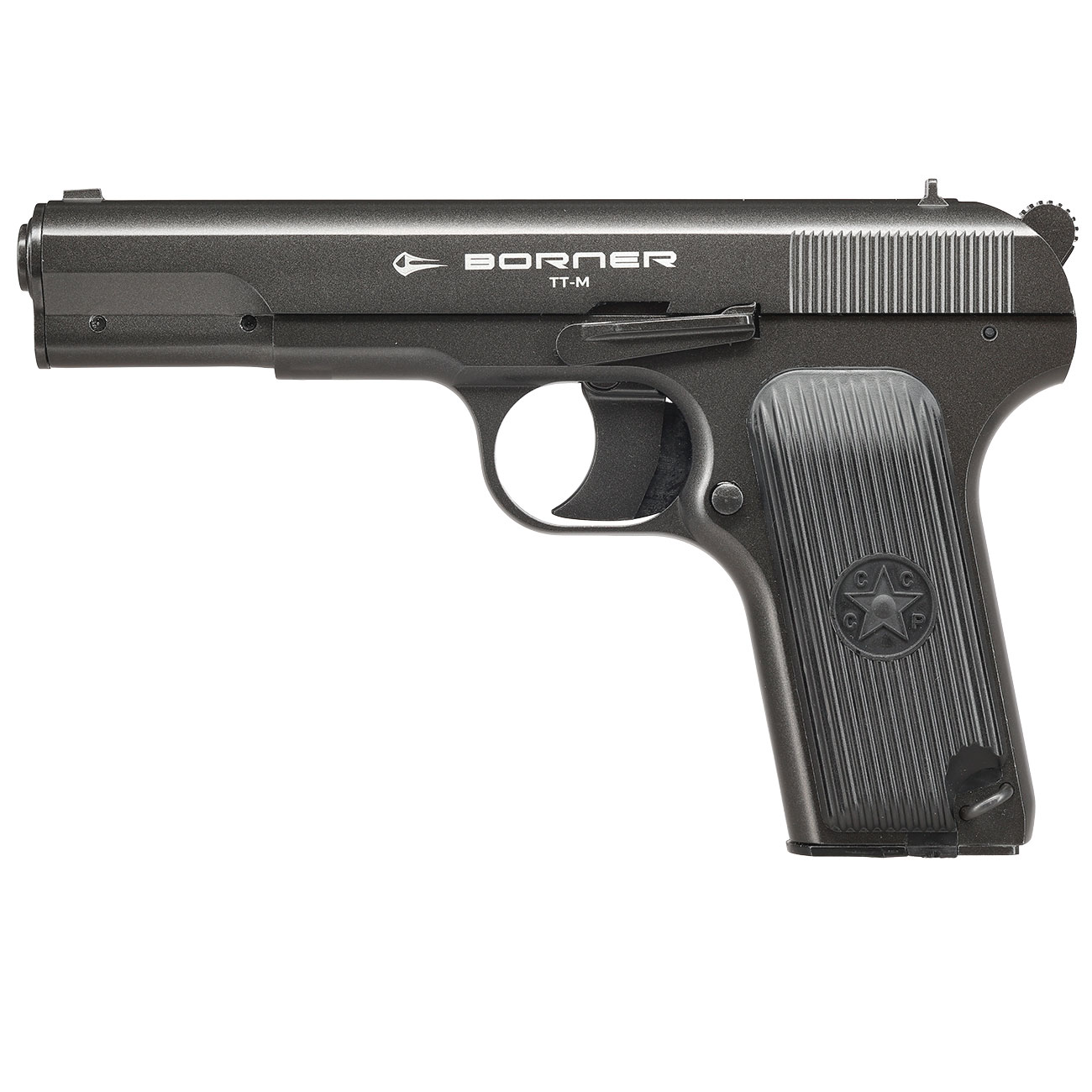 Borner TT-M CO2 Luftpistole Kal. 4,5mm BB Non-BlowBack Vollmetall grau