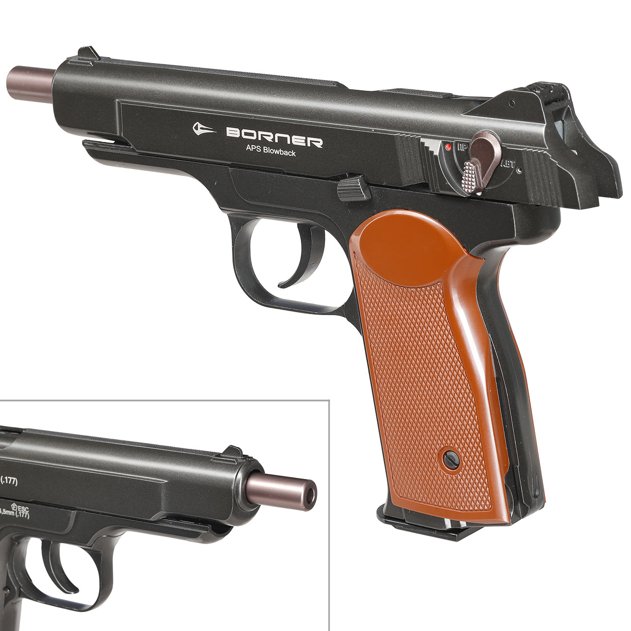 Borner APS CO2 Luftpistole Kal. 4,5mm BB BlowBack Vollmetall schwarz Bild 9