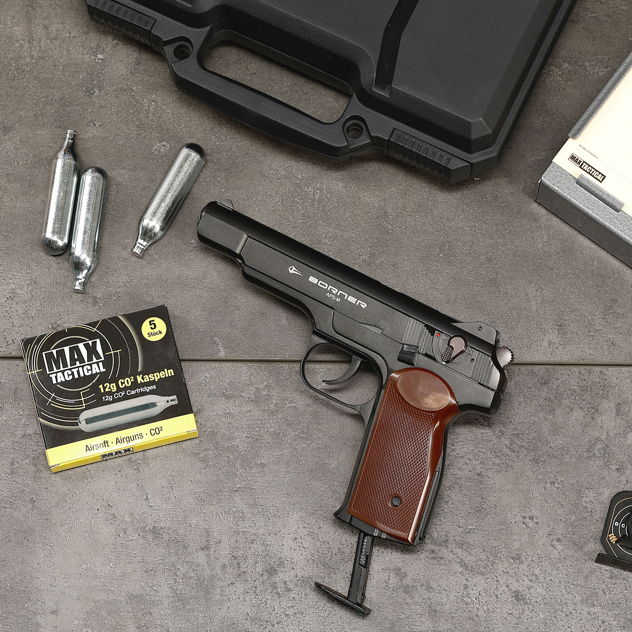 Borner APS-M CO2 Luftpistole Kal. 4,5mm BB Non-BlowBack Vollmetall schwarz Bild 1