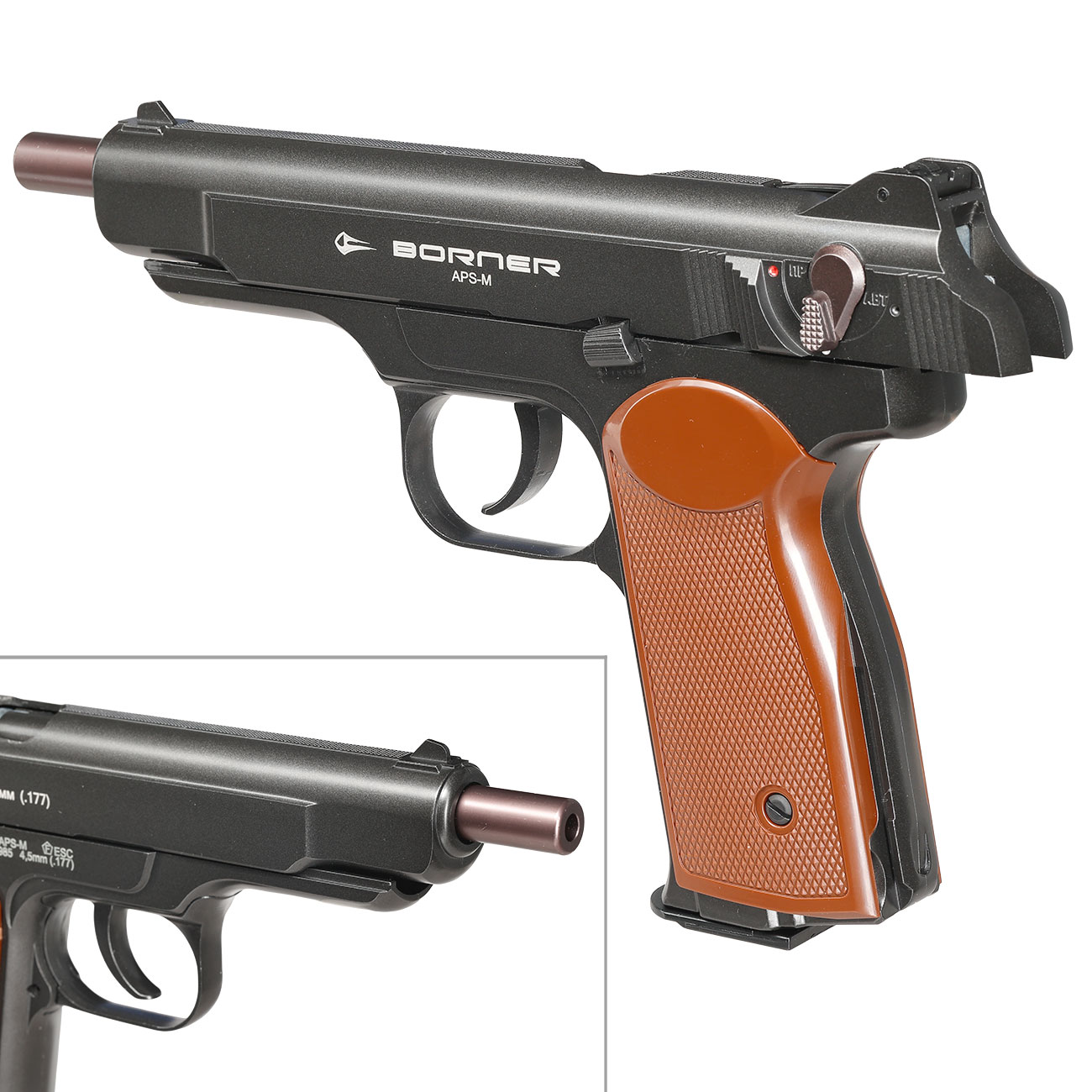 Borner APS-M CO2 Luftpistole Kal. 4,5mm BB Non-BlowBack Vollmetall schwarz Bild 9