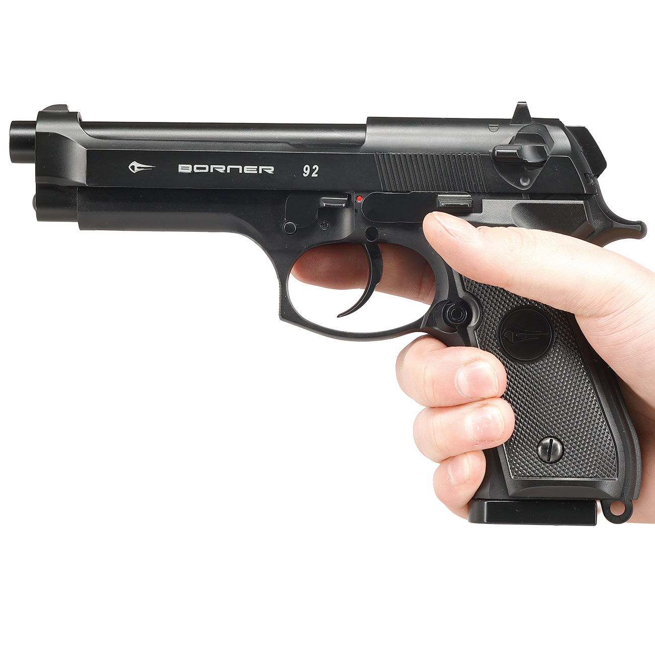 Borner 92 CO2 Luftpistole Kal. 4,5mm BB und Diabolo BlowBack mit Metallschlitten schwarz Bild 5