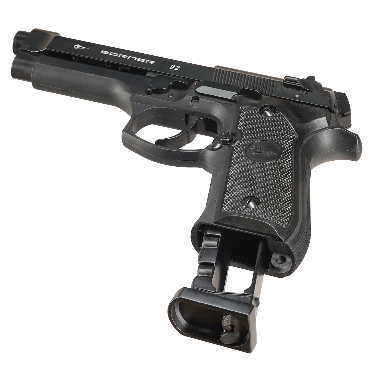 Borner 92 CO2 Luftpistole Kal. 4,5mm BB und Diabolo BlowBack mit Metallschlitten schwarz Bild 6