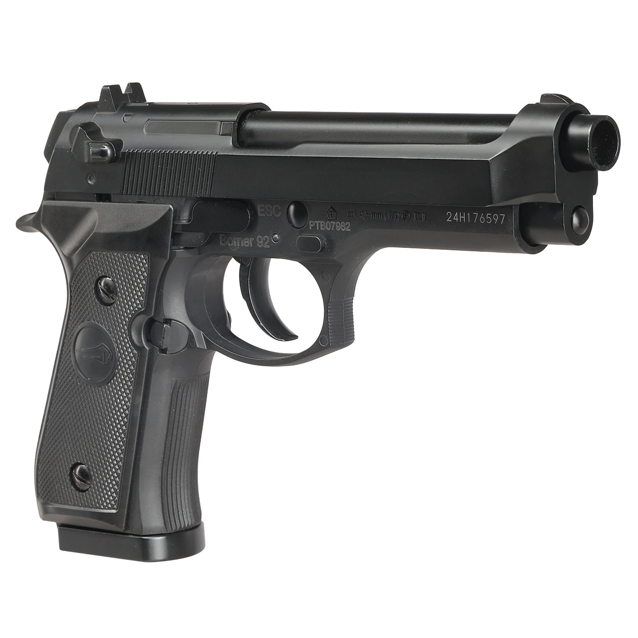 Borner 92 CO2 Luftpistole Kal. 4,5mm BB und Diabolo BlowBack mit Metallschlitten schwarz Bild 8