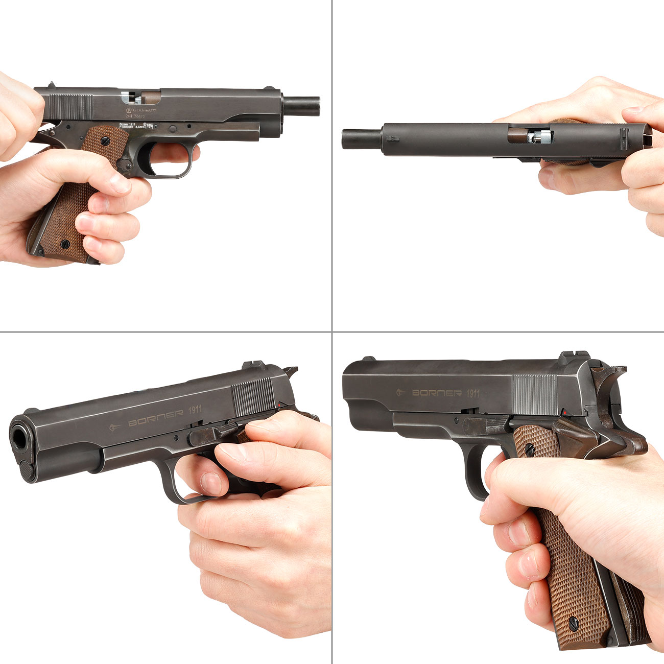 Borner 1911 CO2 Luftpistole Kal. 4,5mm BB BlowBack Vollmetall Vintage Used-Look Optik Bild 10