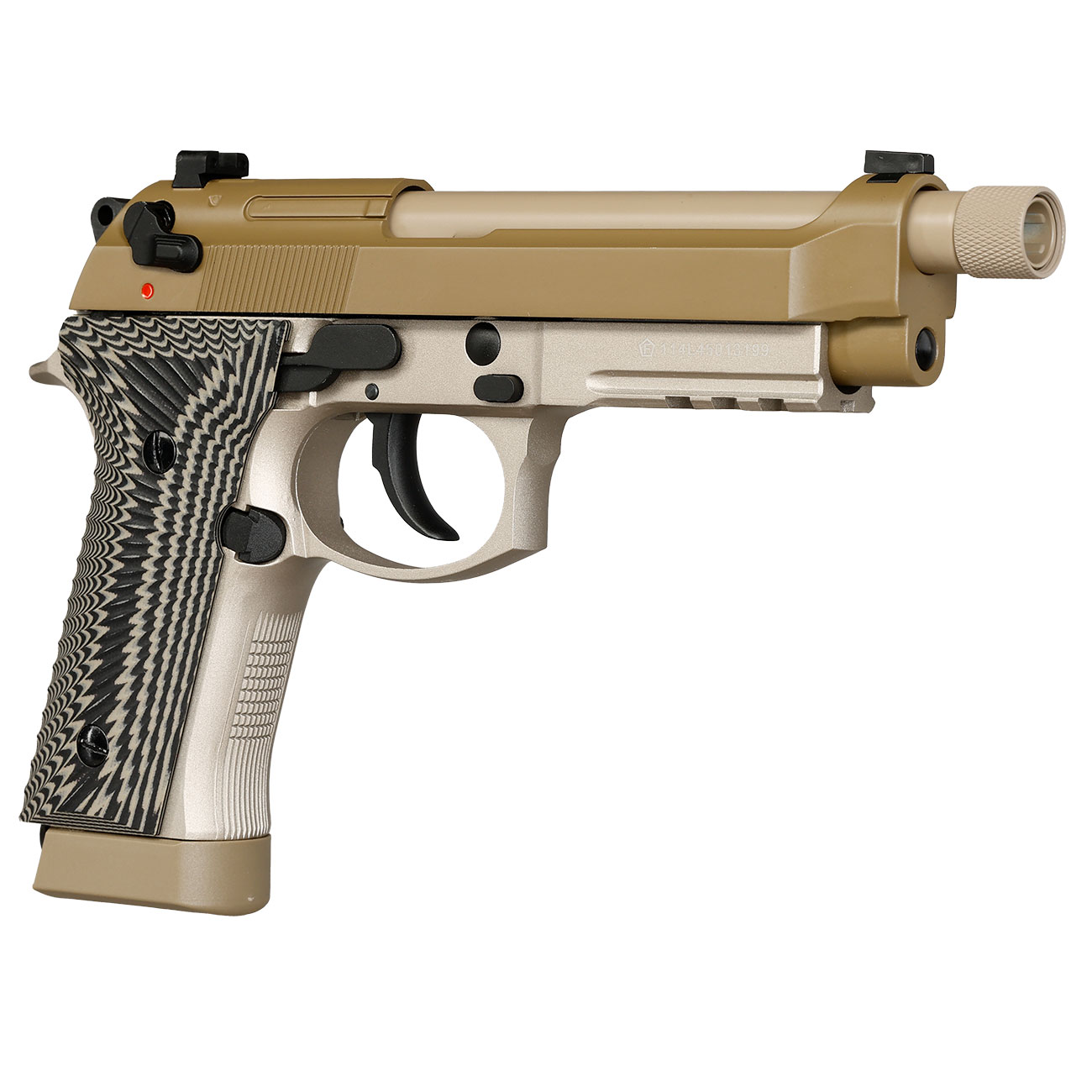 KLI M92A3 CO2 Luftpistole Kal. 4,5 mm BB Vollmetall Blowback Desert Tan - G10 Grip Edition Bild 9