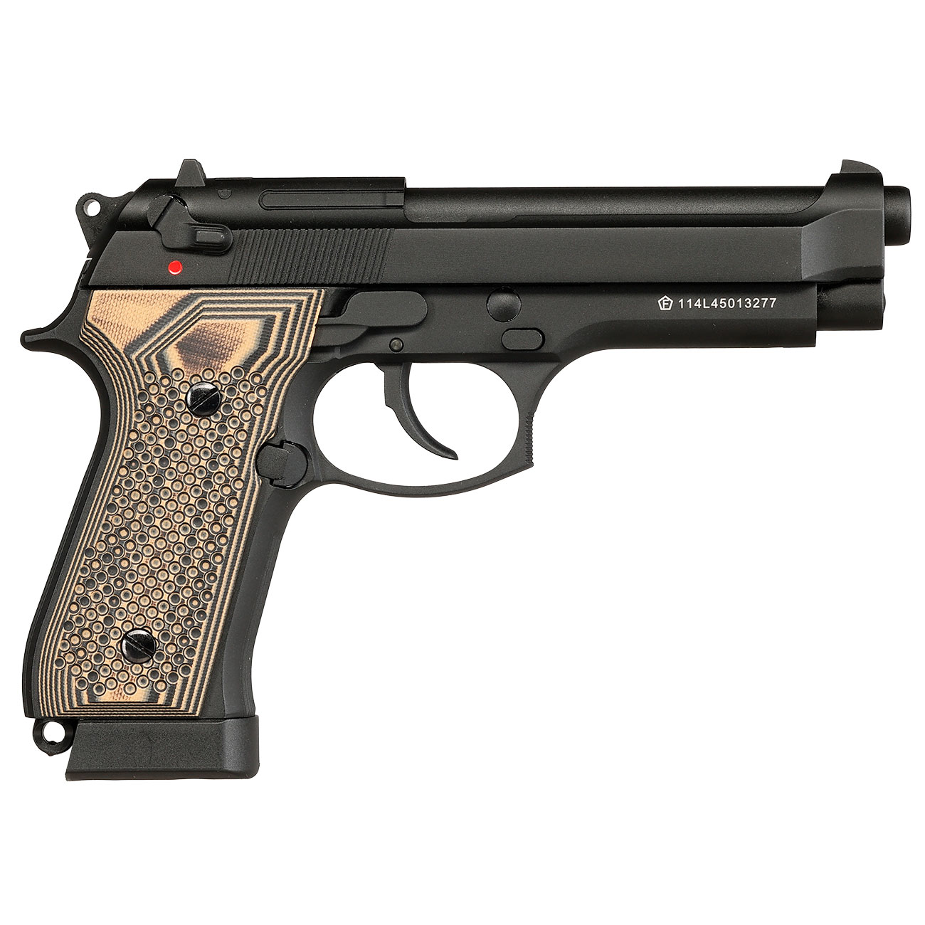 KLI M92 CO2 Luftpistole Kal. 4,5 mm BB Vollmetall Blowback schwarz - G10 Grip Edition Bild 5