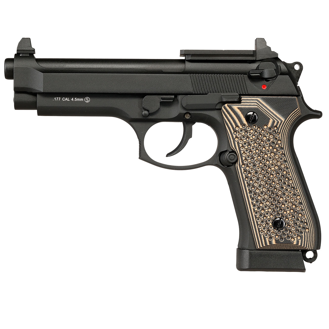 KLI M92 Optic Ready CO2 Luftpistole Kal. 4,5 mm BB Vollmetall Blowback schwarz - G10 Grip Edition