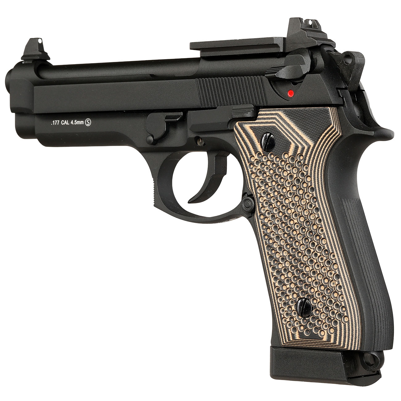 KLI M92 Optic Ready CO2 Luftpistole Kal. 4,5 mm BB Vollmetall Blowback schwarz - G10 Grip Edition Bild 10