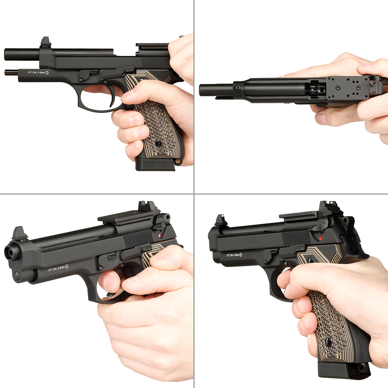 KLI M92 Optic Ready CO2 Luftpistole Kal. 4,5 mm BB Vollmetall Blowback schwarz - G10 Grip Edition Bild 8