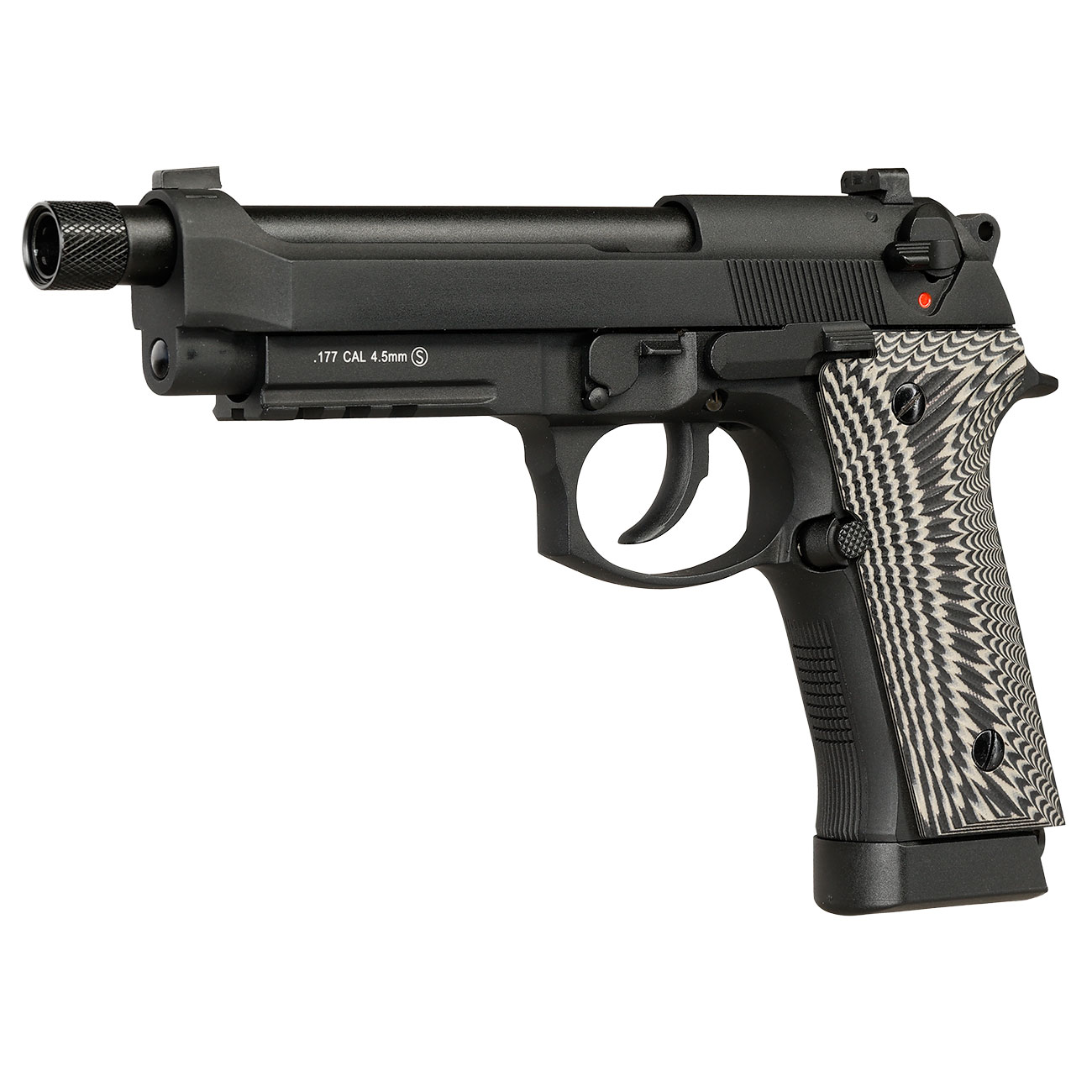 KLI M92A3 CO2 Luftpistole Kal. 4,5 mm BB Vollmetall Blowback schwarz - G10 Grip Edition Bild 2