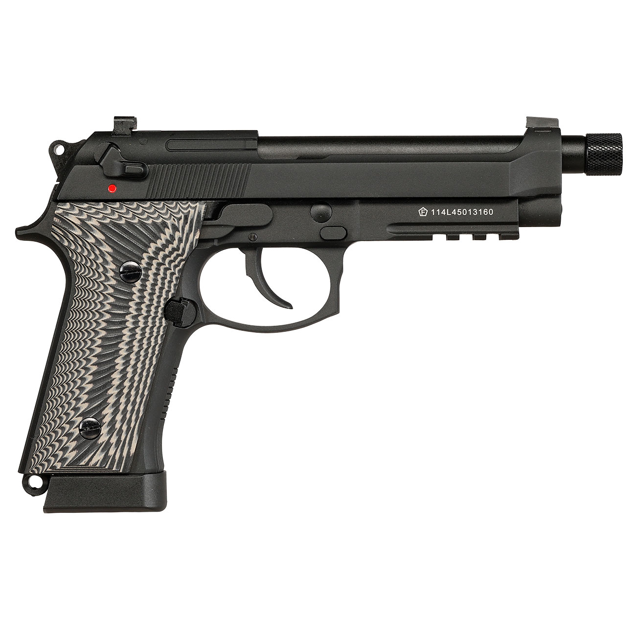 KLI M92A3 CO2 Luftpistole Kal. 4,5 mm BB Vollmetall Blowback schwarz - G10 Grip Edition Bild 5