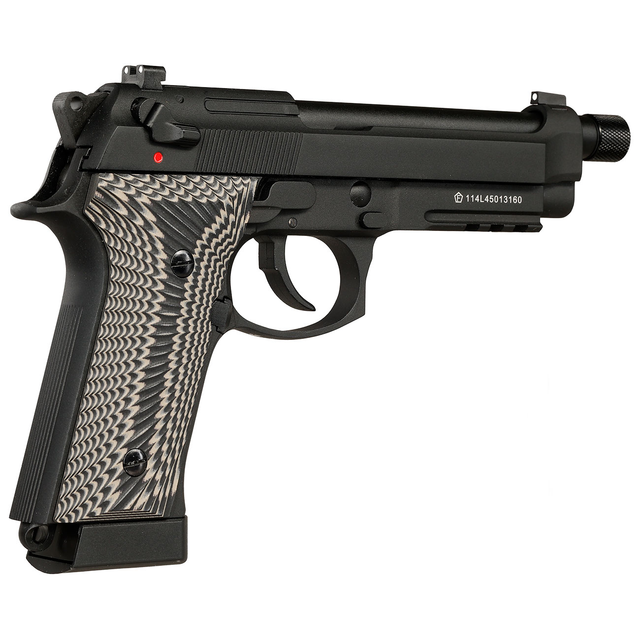 KLI M92A3 CO2 Luftpistole Kal. 4,5 mm BB Vollmetall Blowback schwarz - G10 Grip Edition Bild 6