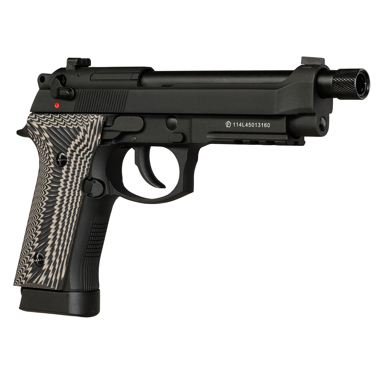 KLI M92A3 CO2 Luftpistole Kal. 4,5 mm BB Vollmetall Blowback schwarz - G10 Grip Edition Bild 9