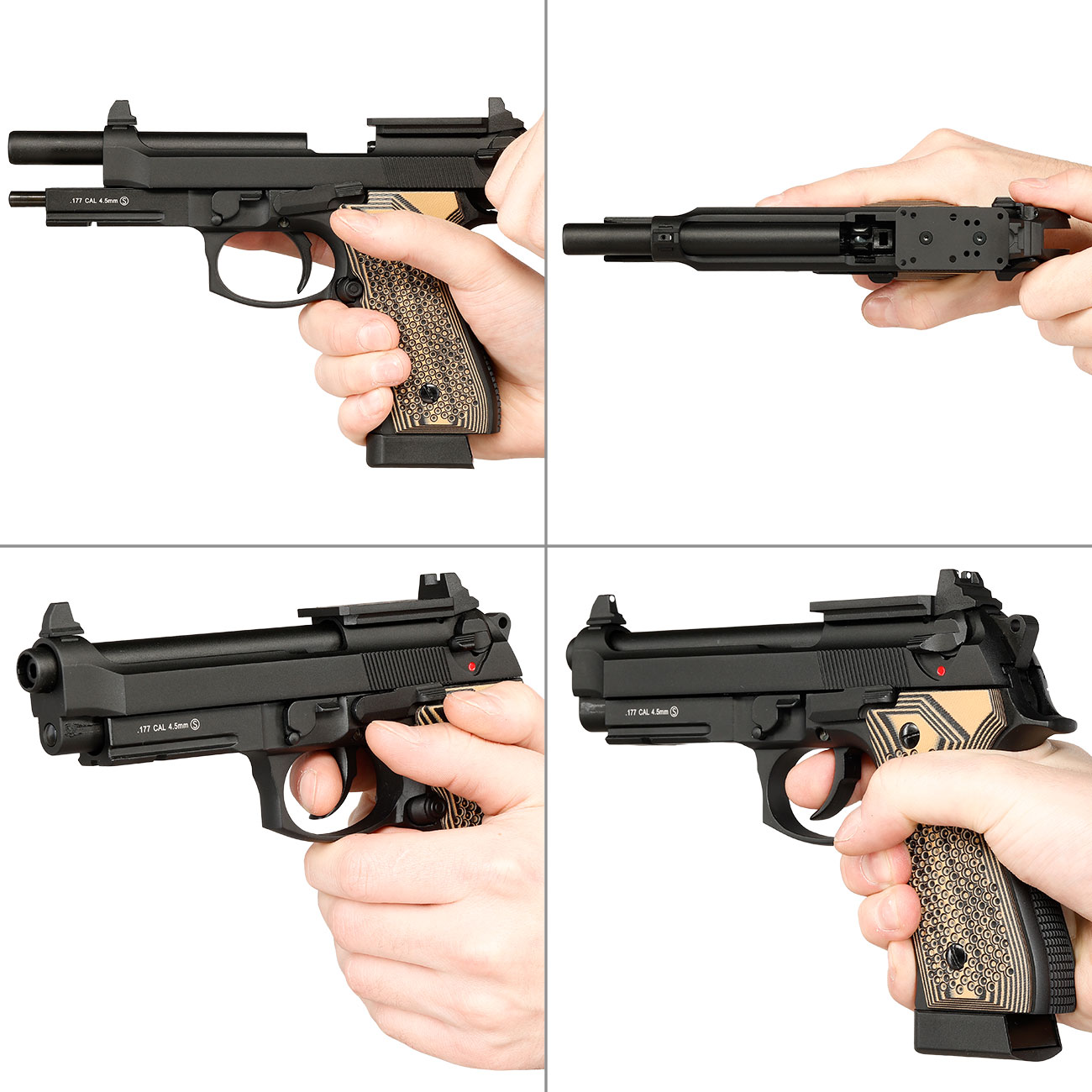 KLI M92A1 Optic Ready CO2 Luftpistole Kal. 4,5 mm BB Vollmetall Blowback schwarz - G10 Grip Edition Bild 8