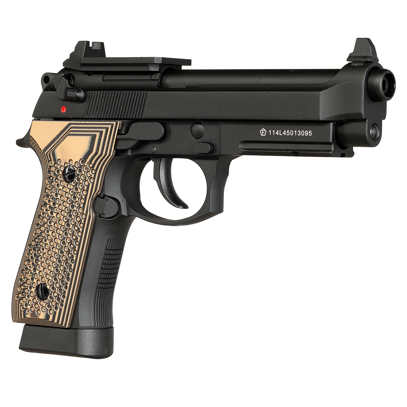 KLI M92A1 Optic Ready CO2 Luftpistole Kal. 4,5 mm BB Vollmetall Blowback schwarz - G10 Grip Edition Bild 9