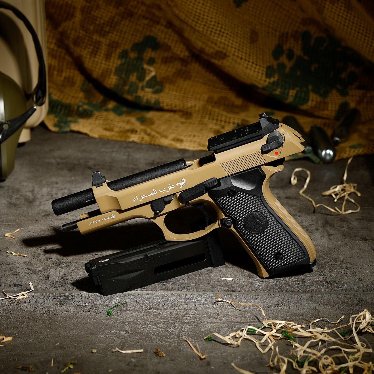 KLI M92 Optic Ready Sahara LE CO2 Luftpistole Kal. 4,5 mm BB Vollmetall Blowback Desert Tan Bild 1