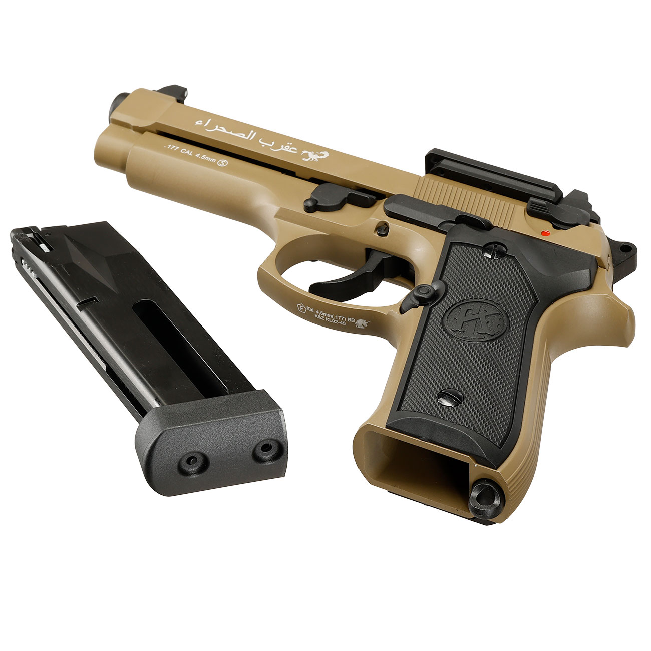 KLI M92 Optic Ready Sahara LE CO2 Luftpistole Kal. 4,5 mm BB Vollmetall Blowback Desert Tan Bild 7