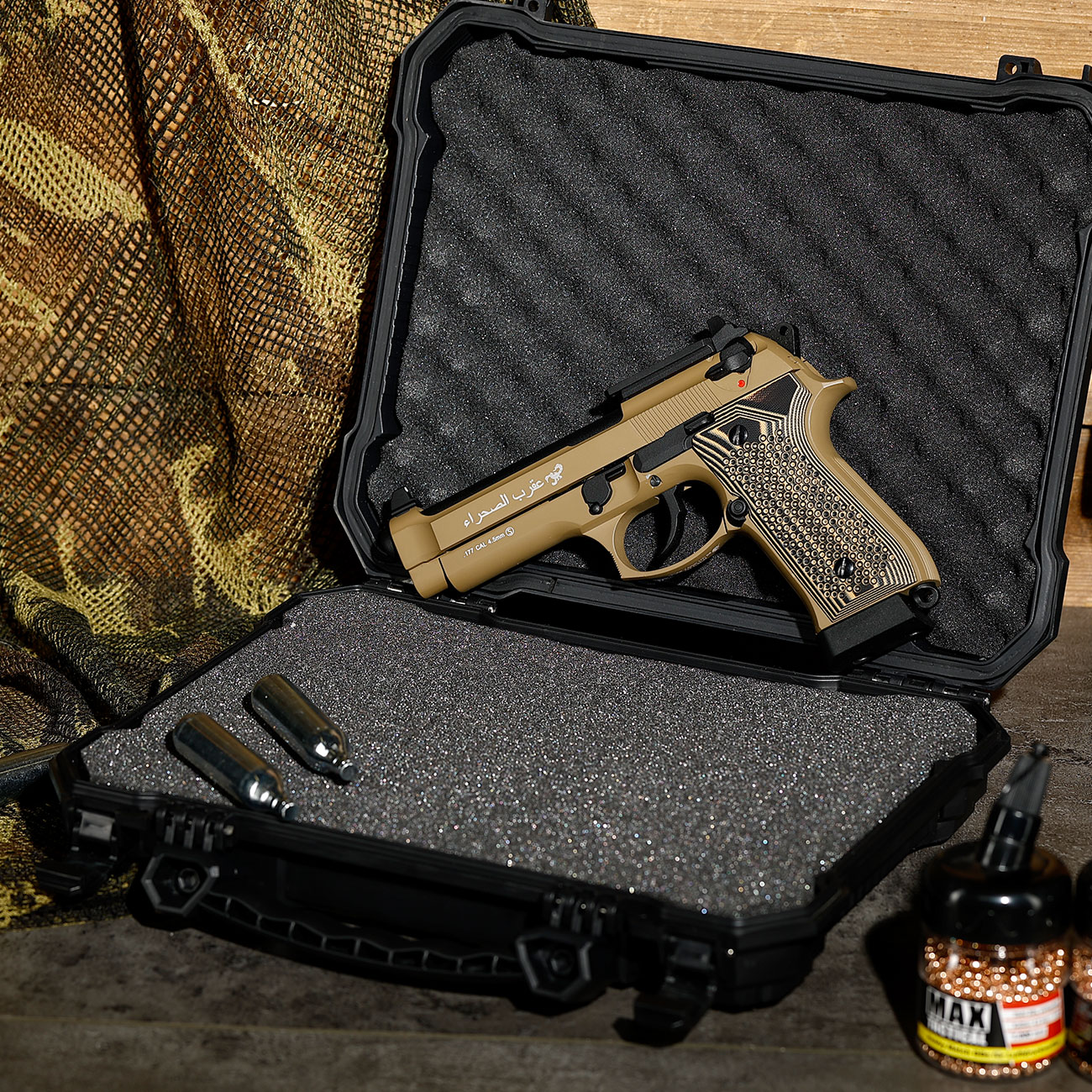 KLI M92 Optic Ready Sahara LE CO2 Luftpistole Kal. 4,5 mm BB Vollmetall Blowback Desert Tan - G10 Grip Edition Bild 1