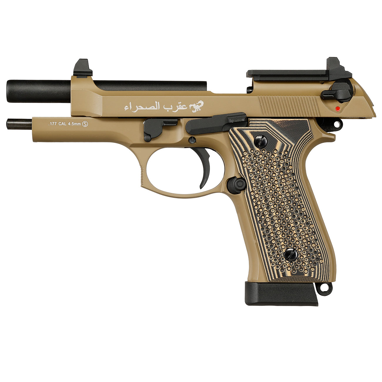 KLI M92 Optic Ready Sahara LE CO2 Luftpistole Kal. 4,5 mm BB Vollmetall Blowback Desert Tan - G10 Grip Edition Bild 4
