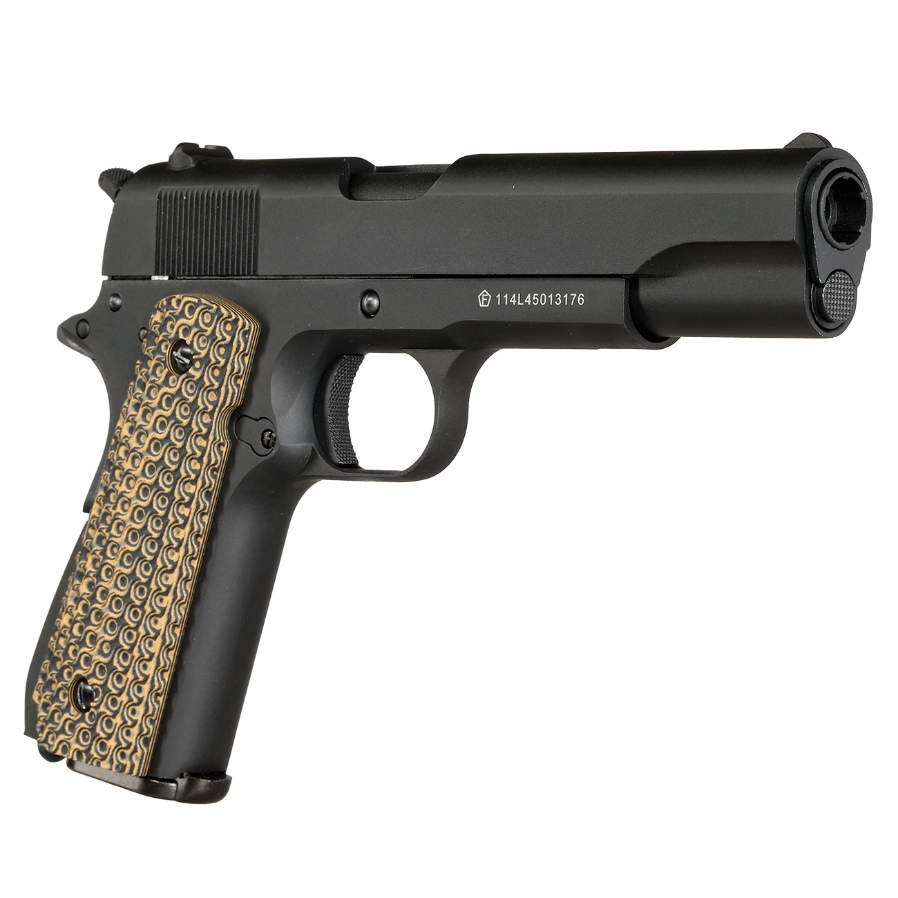 KLI M1911-A1 CO2 Luftpistole Kal. 4,5 mm BB Blowback Vollmetall schwarz - G10 Grip Edition Bild 9