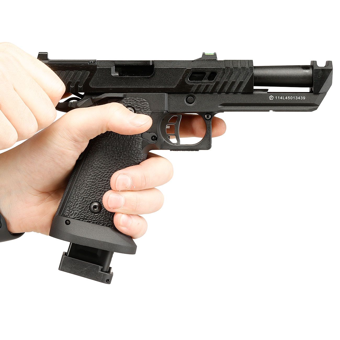 KLI Hi-Capa 4.3 Dark Viper Optic Ready CO2 Luftpistole Kal. 4,5 mm BB Blowback Vollmetall Blackout schwarz Bild 11