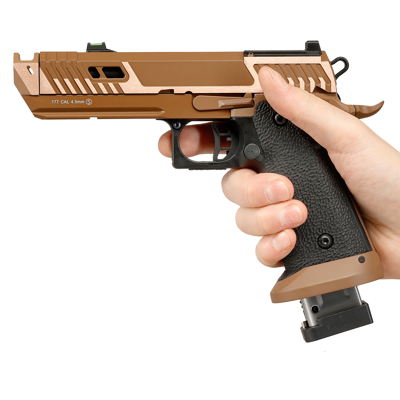 KLI Hi-Capa 4.3 Sahara Viper Optic Ready CO2 Luftpistole Kal. 4,5 mm BB Blowback Vollmetall Desert Tan Bild 3